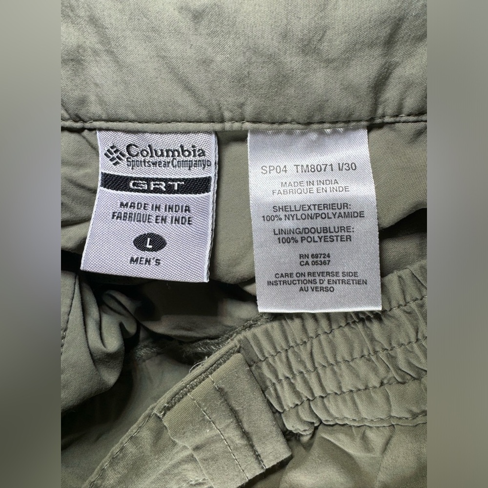 Columbia GRT Convertible Trekking Pants Zip-Off Shorts Hiking Fishing Size L - Picture 10 of 11